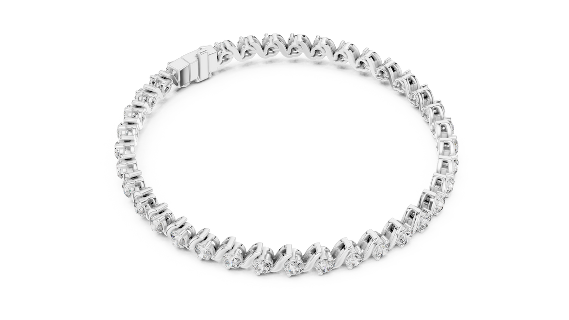 Classic round lab grown diamond bracelet in yellow gold white gold and rose gold with sleek tennis bracelet design