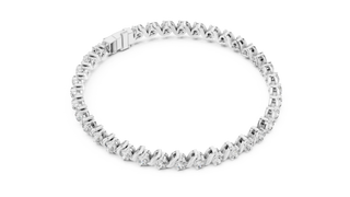 Round Swirl Link Diamond Tennis Bracelet in White Gold