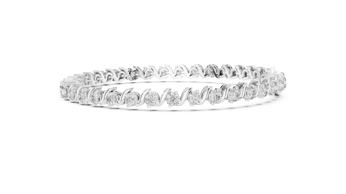 Classic round lab grown diamond bracelet in yellow gold white gold and rose gold with sleek tennis bracelet design