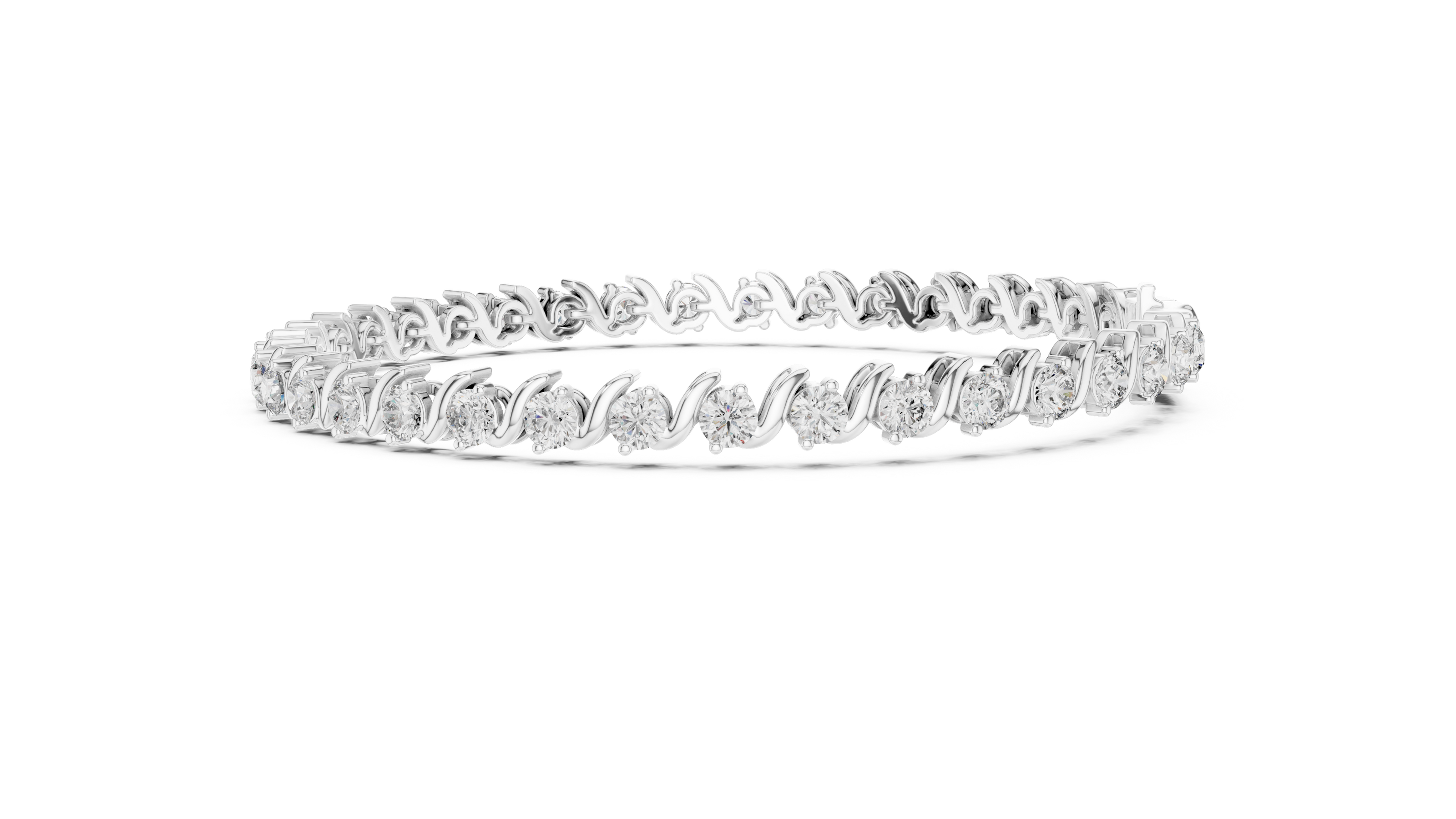 Classic round lab grown diamond bracelet in yellow gold white gold and rose gold with sleek tennis bracelet design