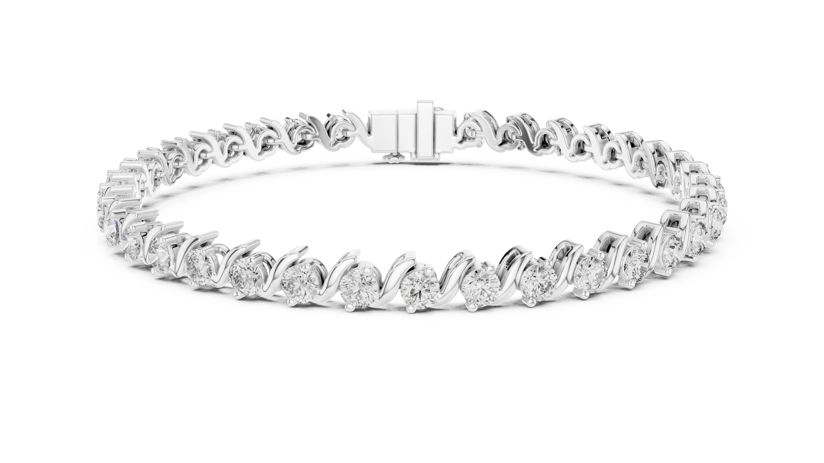 Classic round lab grown diamond bracelet in yellow gold white gold and rose gold with sleek tennis bracelet design