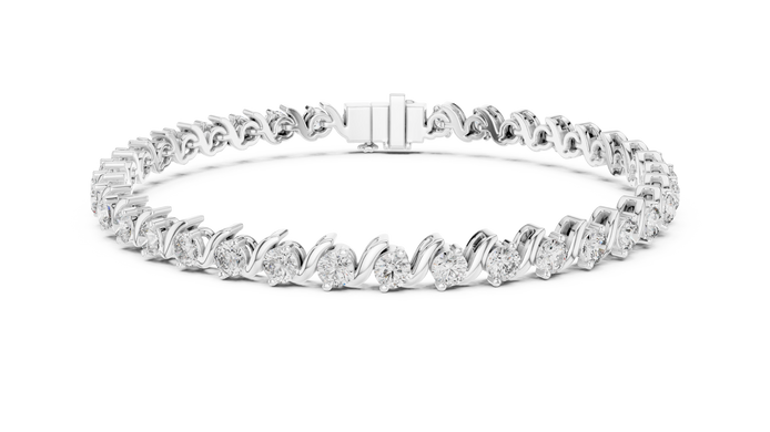 Classic round lab grown diamond bracelet in yellow gold white gold and rose gold with sleek tennis bracelet design