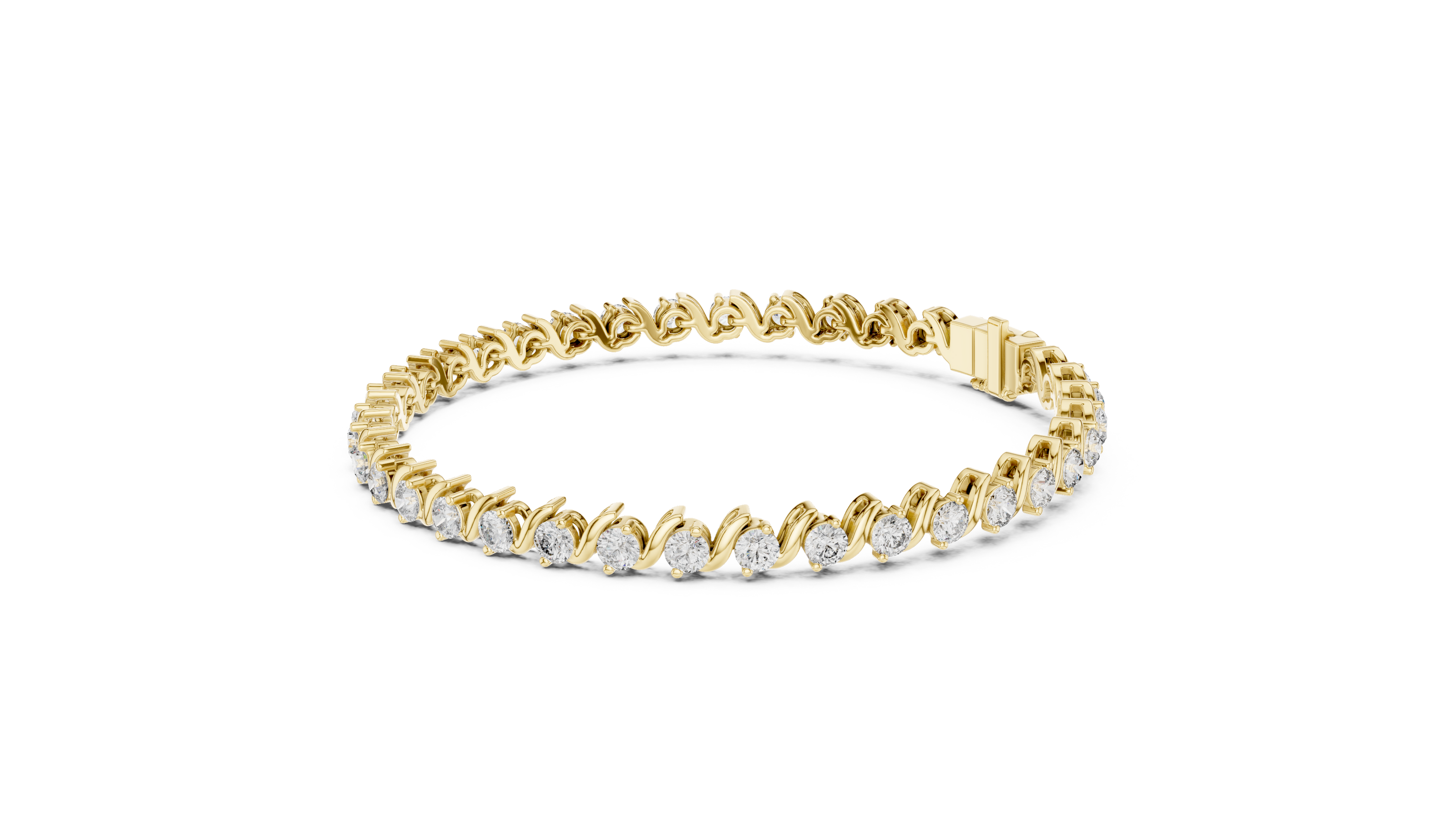 Classic round lab grown diamond bracelet in yellow gold white gold and rose gold with sleek tennis bracelet design