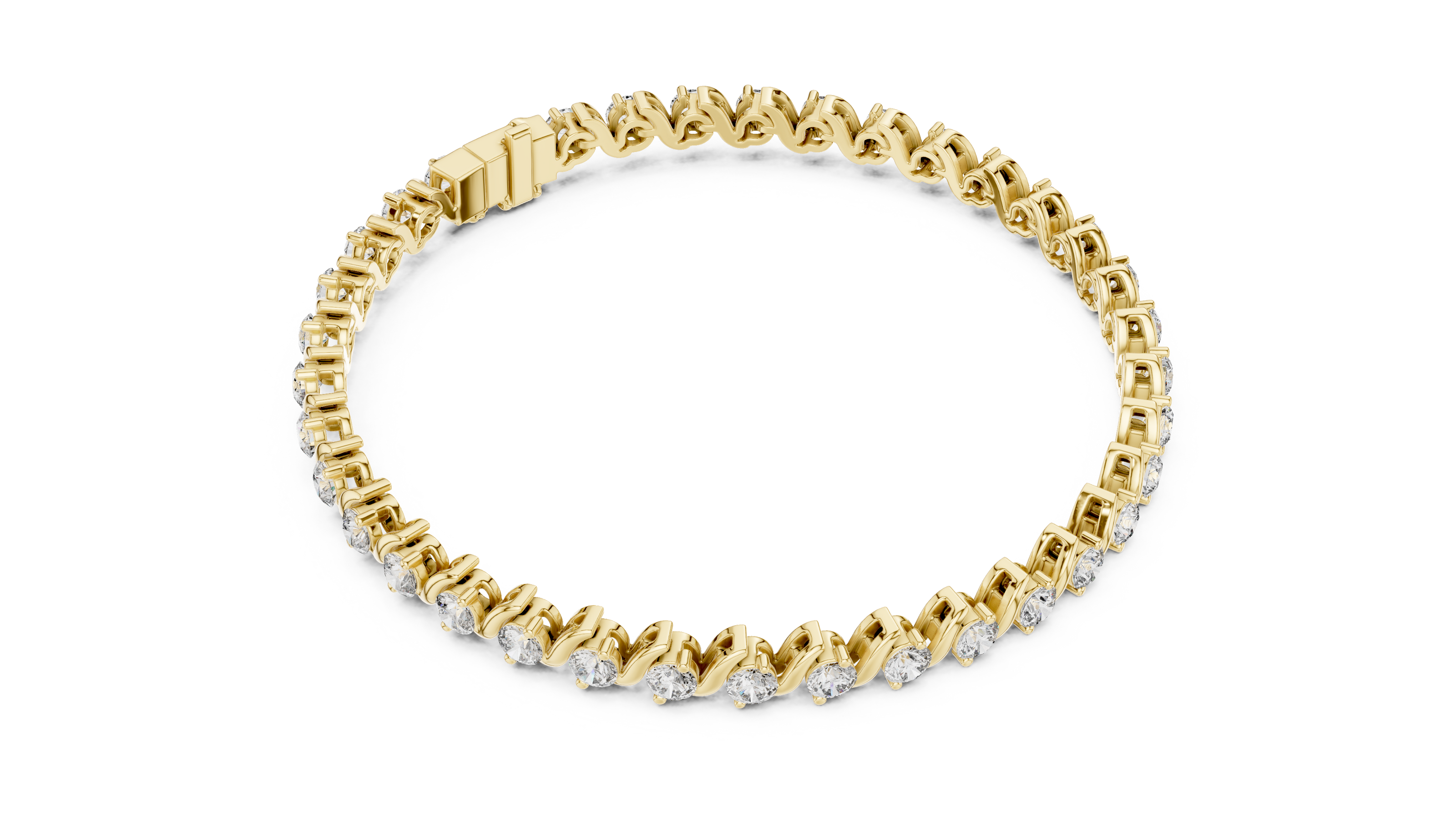 Classic round lab grown diamond bracelet in yellow gold white gold and rose gold with sleek tennis bracelet design