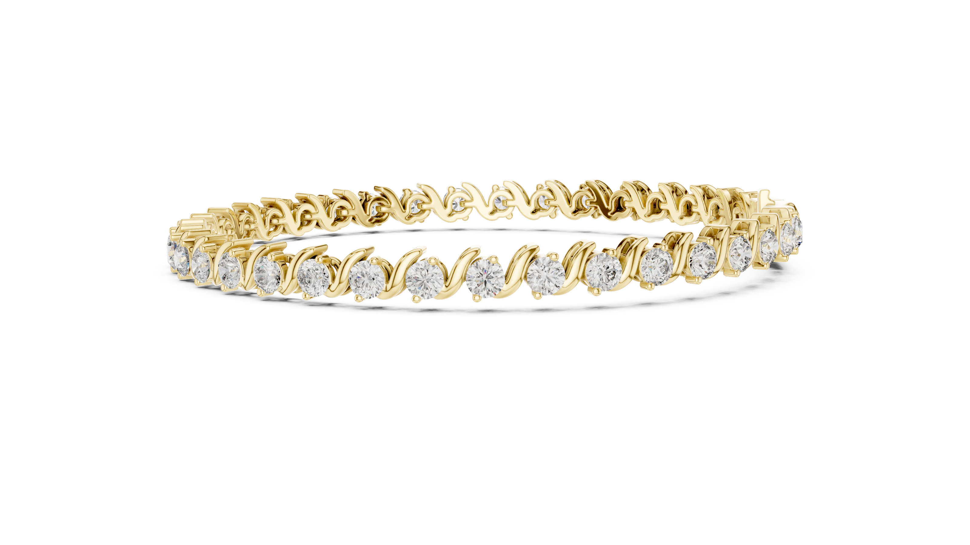Classic round lab grown diamond bracelet in yellow gold white gold and rose gold with sleek tennis bracelet design