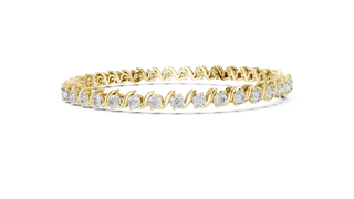Round Swirl Link Diamond Tennis Bracelet in Yellow Gold