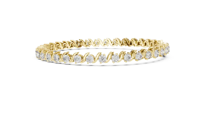 Classic round lab grown diamond bracelet in yellow gold white gold and rose gold with sleek tennis bracelet design