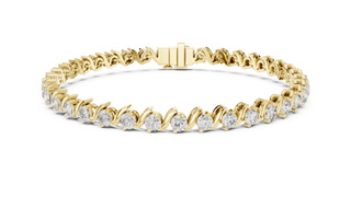 Round Swirl Link Diamond Tennis Bracelet in Yellow Gold