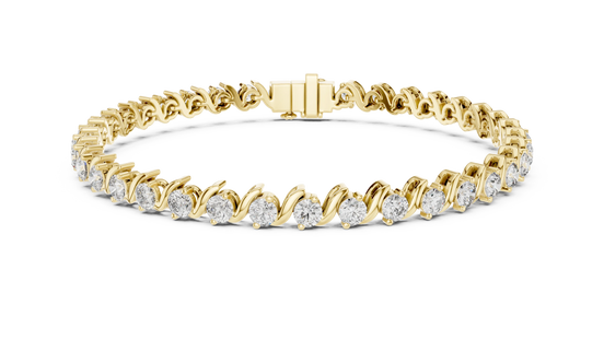 Round Swirl Link Diamond Tennis Bracelet in Yellow Gold