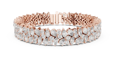 Floral lab grown diamond bracelet with marquise pear and round diamonds in yellow gold white gold and rose gold