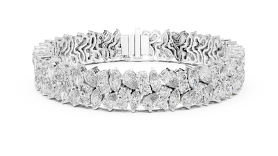 Floral lab grown diamond bracelet with marquise pear and round diamonds in yellow gold white gold and rose gold