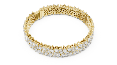 Marquise & Pear Diamond Cluster Tennis Bracelet in Yellow Gold