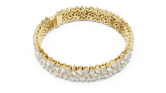 Marquise & Pear Diamond Cluster Tennis Bracelet in Yellow Gold