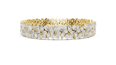Marquise & Pear Diamond Cluster Tennis Bracelet in Yellow Gold