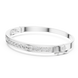 Channel set lab grown diamond bangle bracelet in yellow gold white gold and rose gold with sleek round diamond design