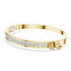 Channel set lab grown diamond bangle bracelet in yellow gold white gold and rose gold with sleek round diamond design