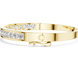Channel set lab grown diamond bangle bracelet in yellow gold white gold and rose gold with sleek round diamond design