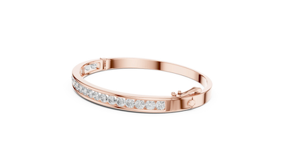 Round Diamond Channel Set Bangle in Rose Gold
