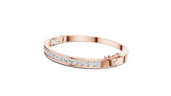 Round Diamond Channel Set Bangle in Rose Gold