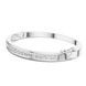 Silver bracelet with small stones on a white background