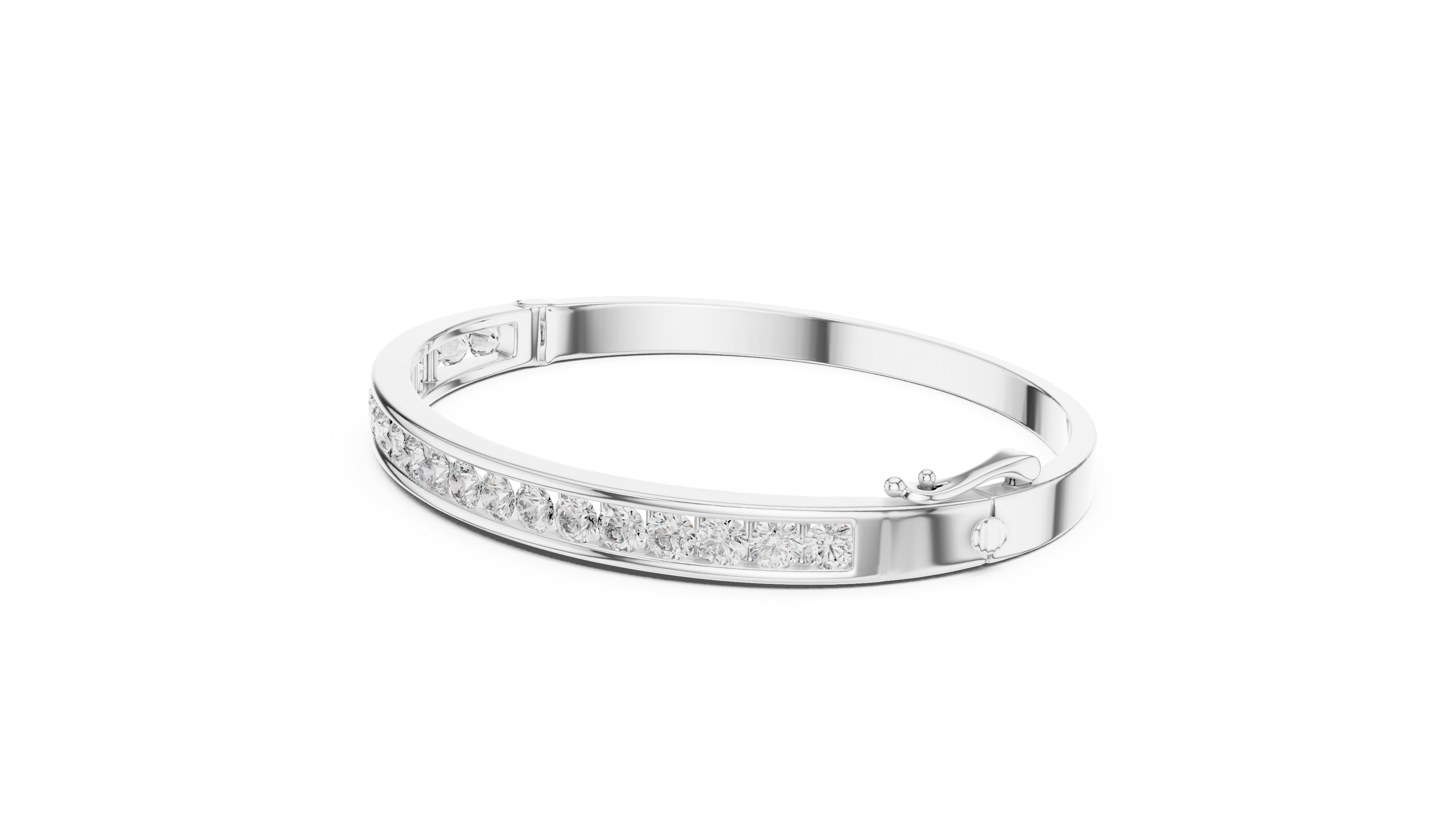Silver bracelet with small stones on a white background