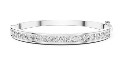 Silver bracelet with clear gemstones on a white background