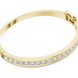 Gold bracelet with embedded diamonds on a white background