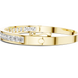 Gold bracelet with embedded diamonds on a white background