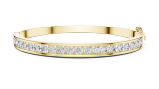 Round Diamond Channel Set Bangle in Yellow Gold