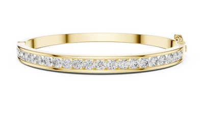 Round Diamond Channel Set Bangle in Yellow Gold