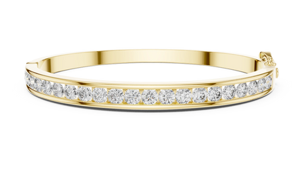Round Diamond Channel Set Bangle in Yellow Gold
