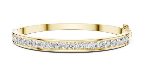 Round Diamond Channel Set Bangle in Yellow Gold