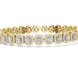 Radiant cut halo lab grown diamond tennis bracelet in yellow gold white gold and rose gold with luxury diamond links