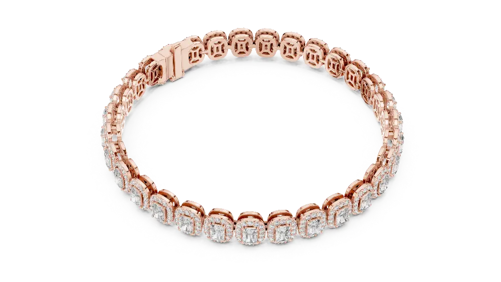 Gold bracelet with diamond accents on a white background