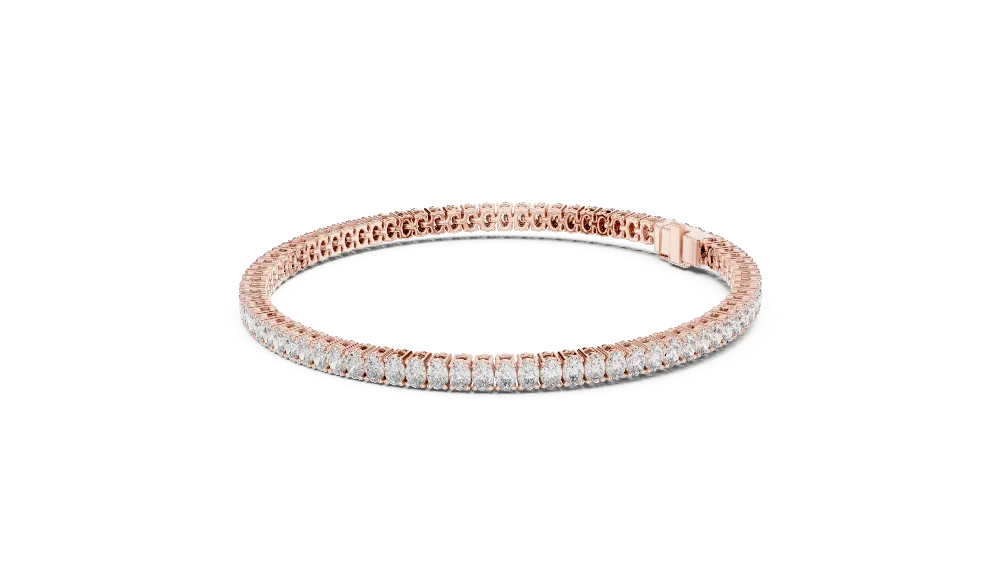 Oval cut lab grown diamond tennis bracelet in yellow gold white gold and rose gold with elegant luxury diamond setting