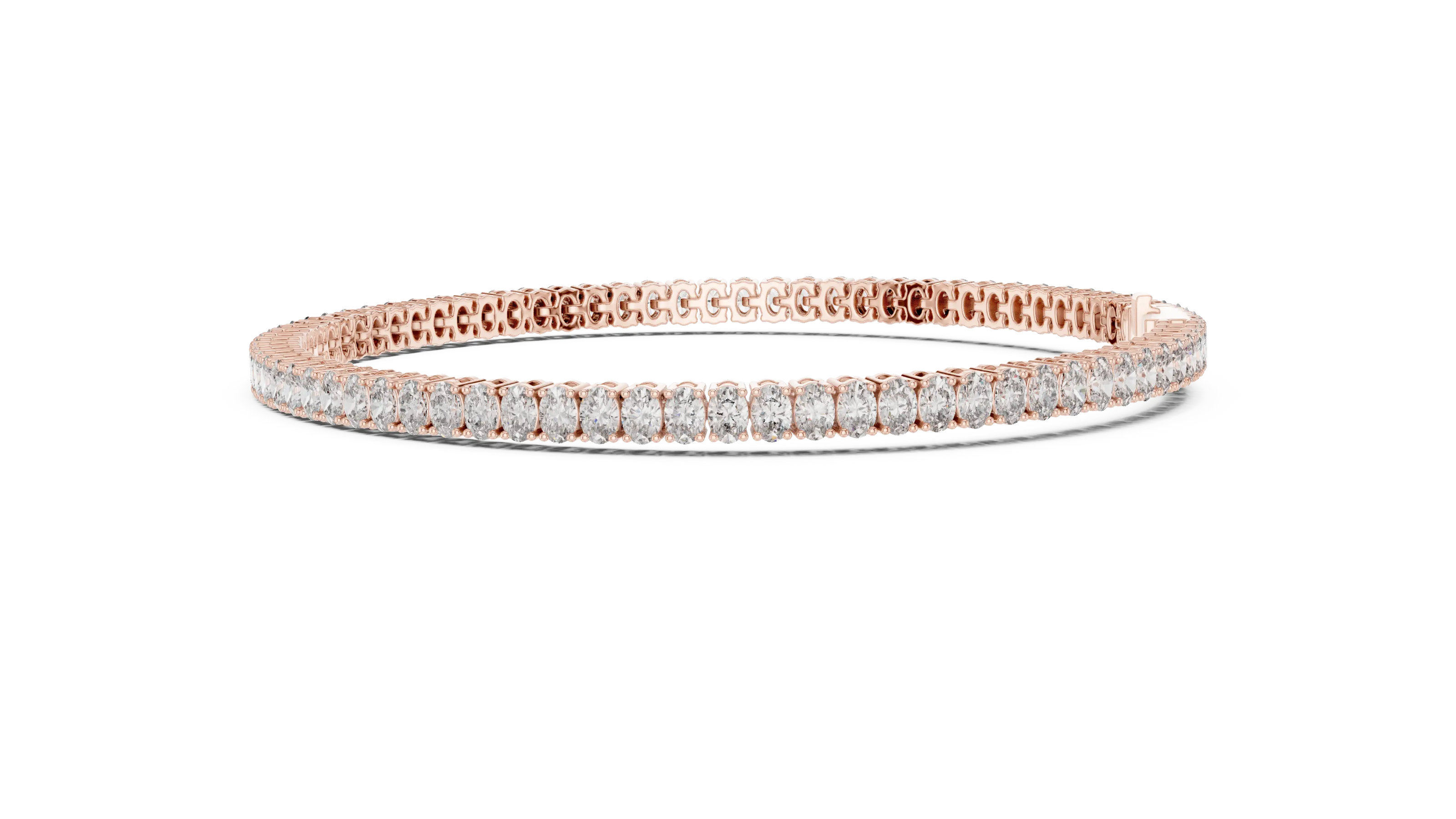Oval cut lab grown diamond tennis bracelet in yellow gold white gold and rose gold with elegant luxury diamond setting