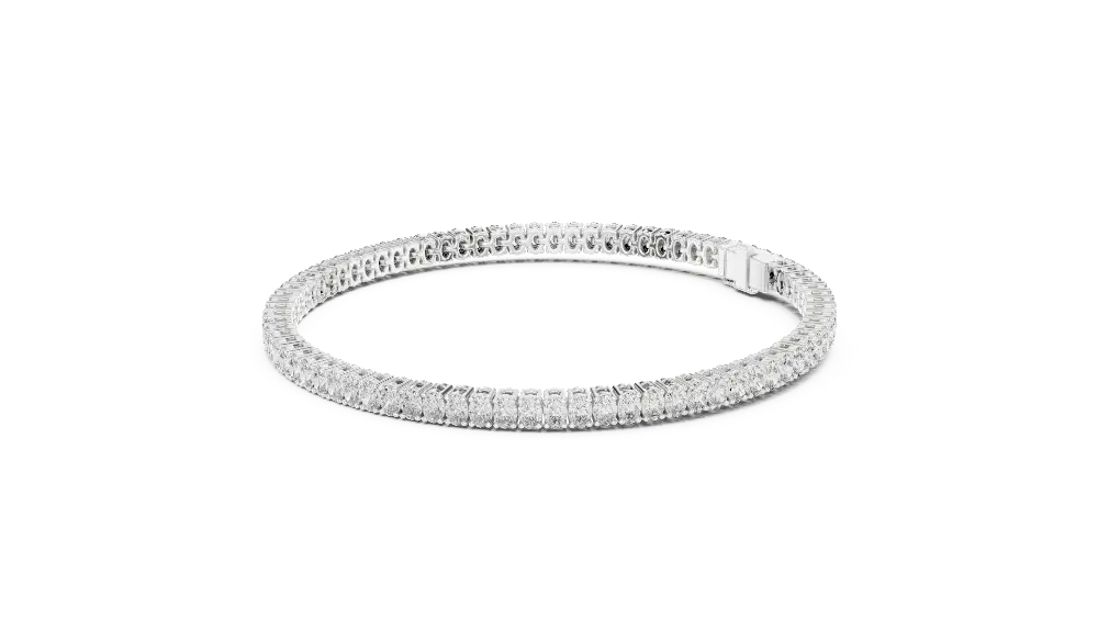 Oval cut lab grown diamond tennis bracelet in yellow gold white gold and rose gold with elegant luxury diamond setting