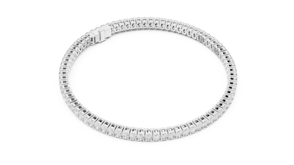 Oval cut lab grown diamond tennis bracelet in yellow gold white gold and rose gold with elegant luxury diamond setting