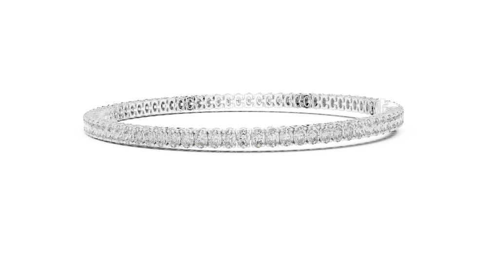 Oval cut lab grown diamond tennis bracelet in yellow gold white gold and rose gold with elegant luxury diamond setting