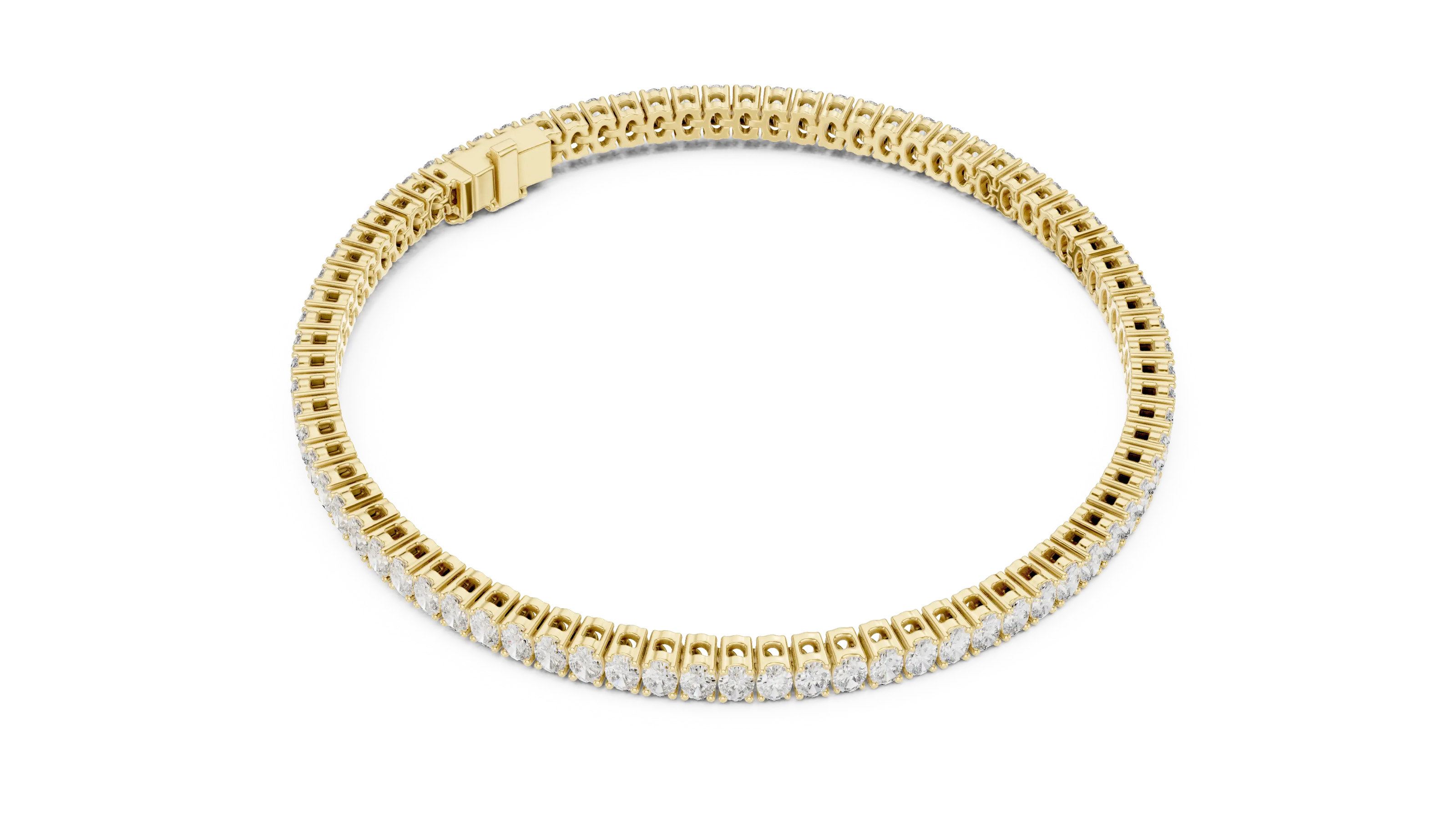 Oval cut lab grown diamond tennis bracelet in yellow gold white gold and rose gold with elegant luxury diamond setting