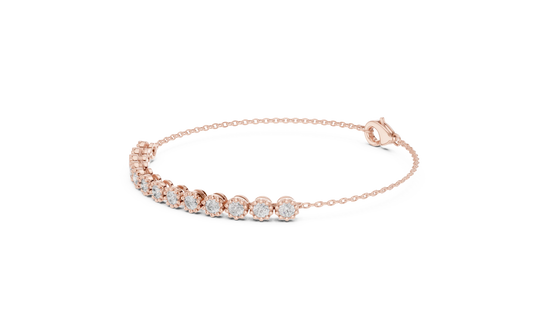 Round Halo Diamond Station Bracelet in Rose Gold