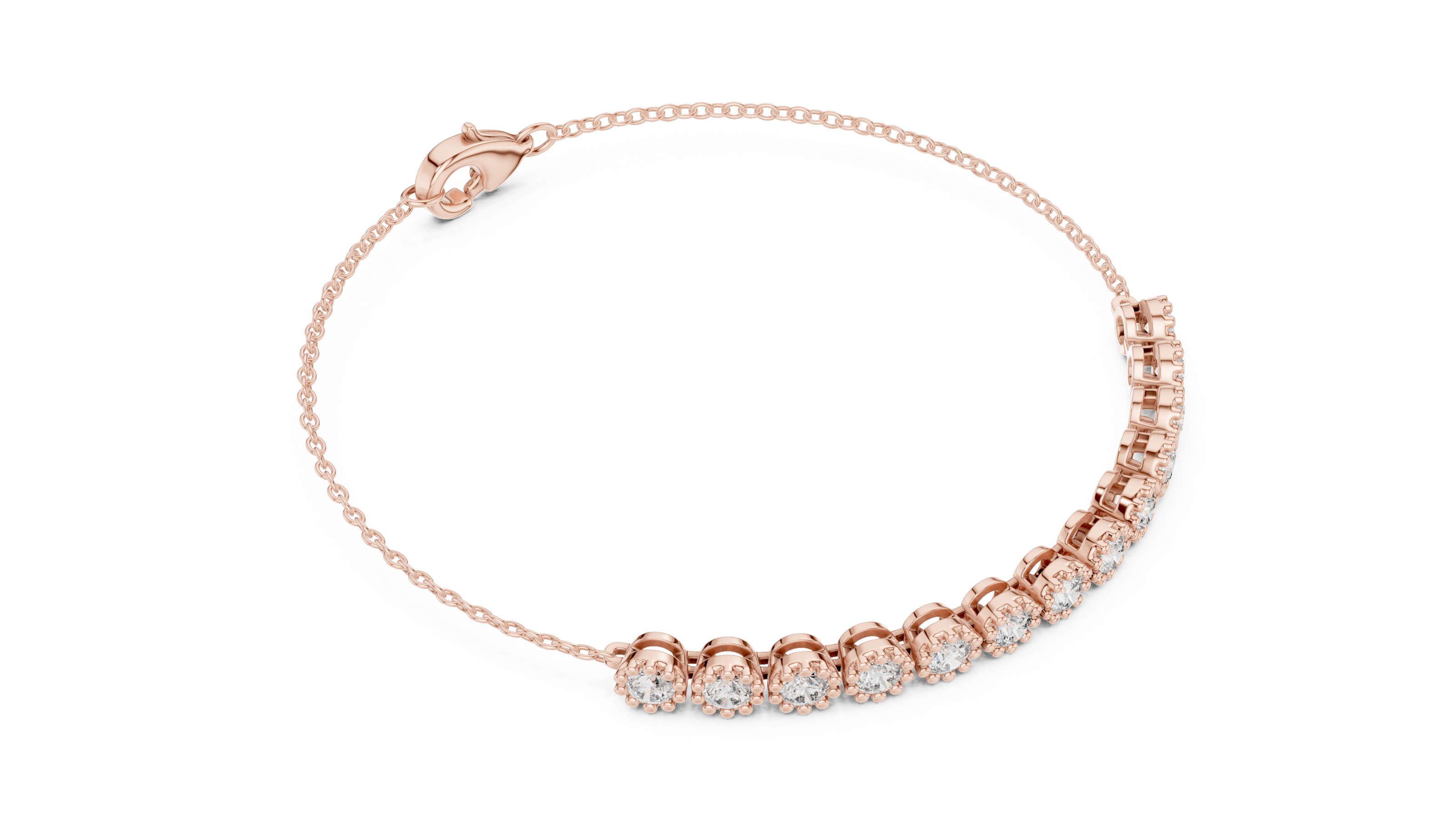 Minimal round lab grown diamond chain bracelet in yellow gold white gold and rose gold with elegant fine jewelry styling
