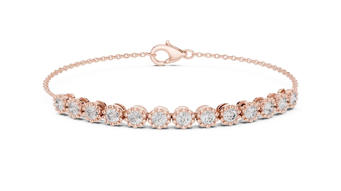 Minimal round lab grown diamond chain bracelet in yellow gold white gold and rose gold with elegant fine jewelry styling