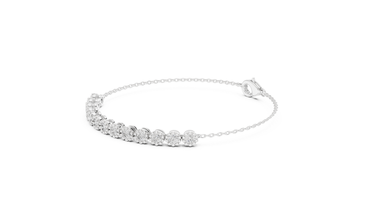 Minimal round lab grown diamond chain bracelet in yellow gold white gold and rose gold with elegant fine jewelry styling