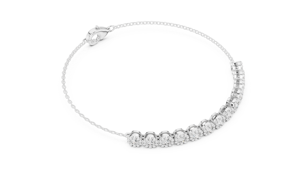 Minimal round lab grown diamond chain bracelet in yellow gold white gold and rose gold with elegant fine jewelry styling