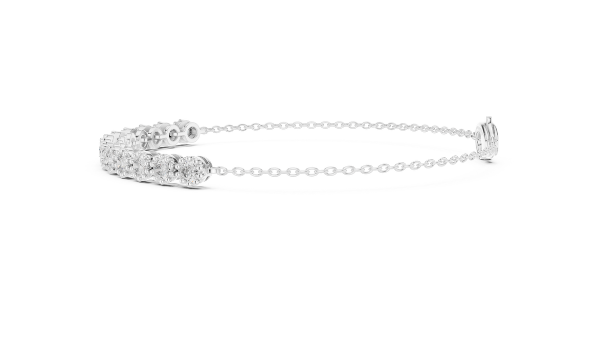 Minimal round lab grown diamond chain bracelet in yellow gold white gold and rose gold with elegant fine jewelry styling