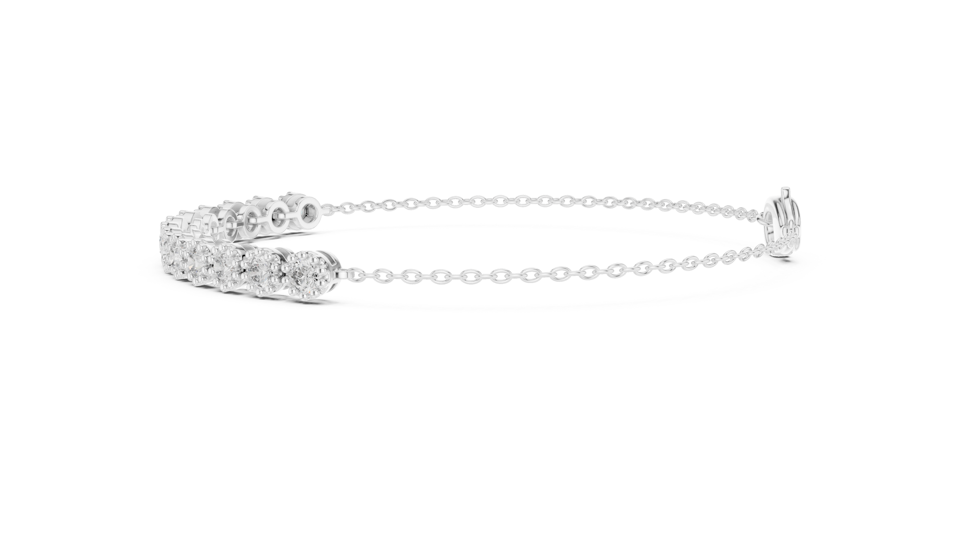 Minimal round lab grown diamond chain bracelet in yellow gold white gold and rose gold with elegant fine jewelry styling