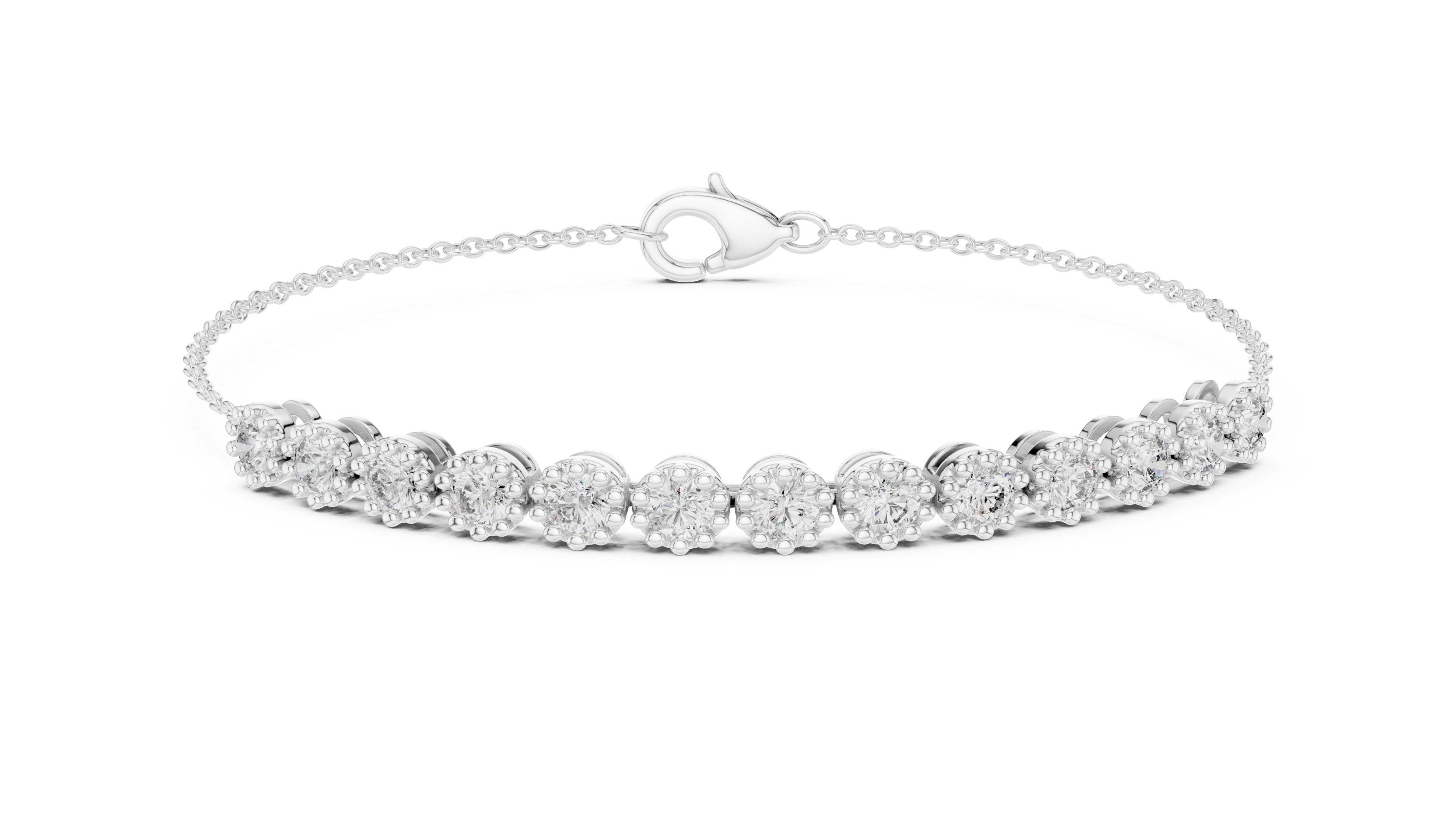 Minimal round lab grown diamond chain bracelet in yellow gold white gold and rose gold with elegant fine jewelry styling