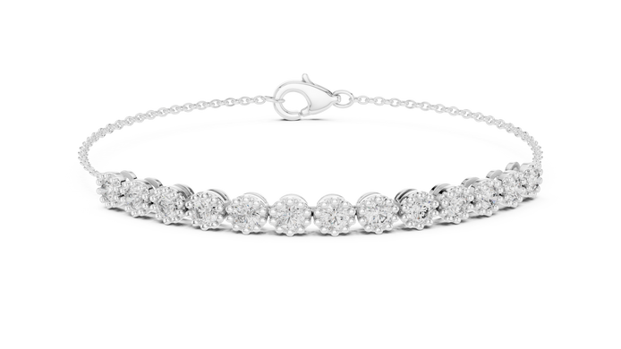 Minimal round lab grown diamond chain bracelet in yellow gold white gold and rose gold with elegant fine jewelry styling