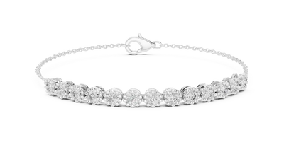 Minimal round lab grown diamond chain bracelet in yellow gold white gold and rose gold with elegant fine jewelry styling